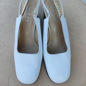 Vintage Gucci white sling back heels, size 8.5